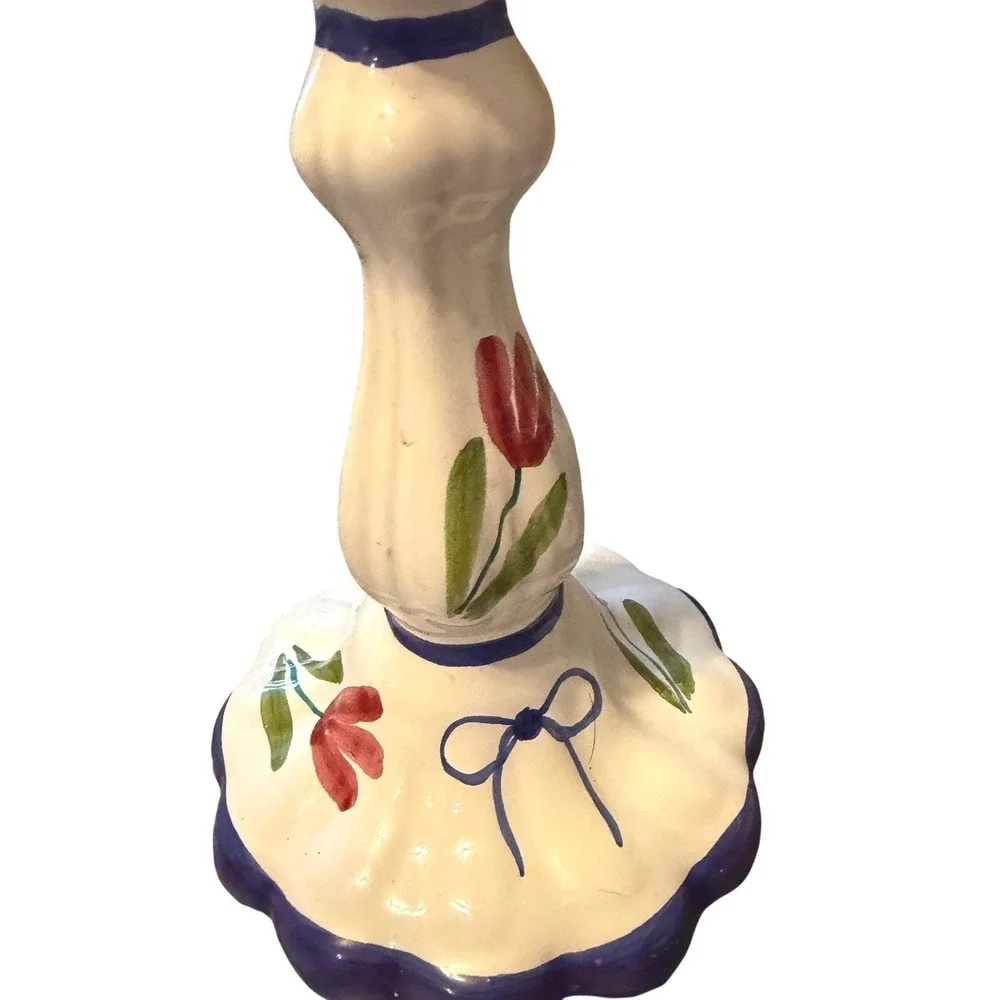 2 Hand Painted‎ Italian Ceramic Candle Holders 9